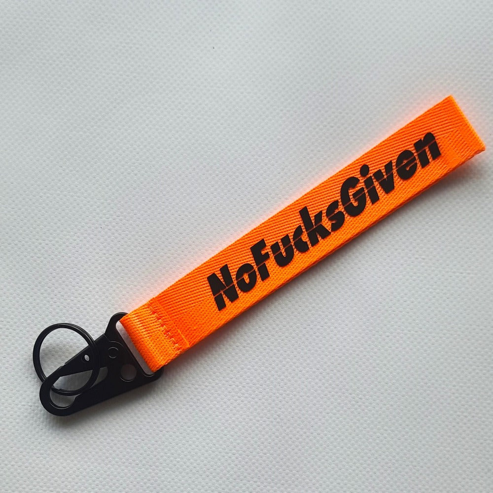Fluorescent Orange No Fucks Given Keytag Keyring 