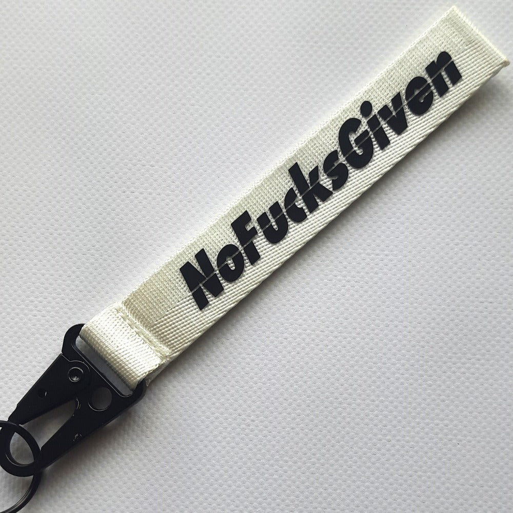 White No Fucks Given Keytag Keyring 