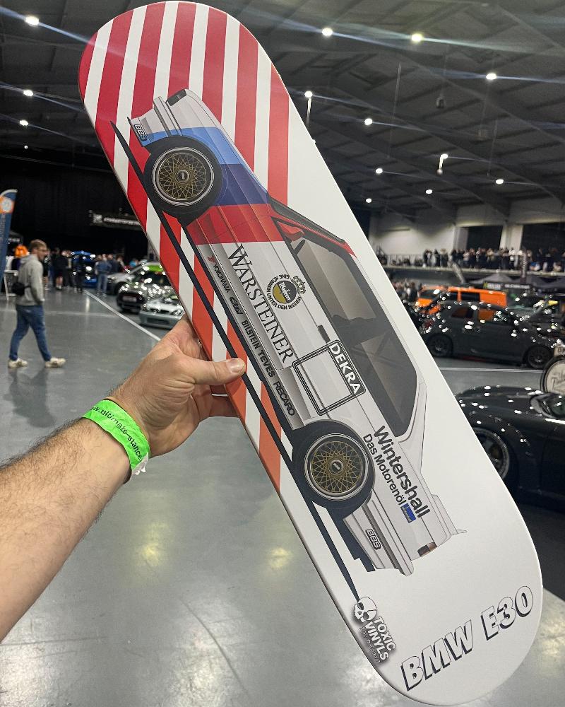 BMW E30 M3 race car skate deck wall decor