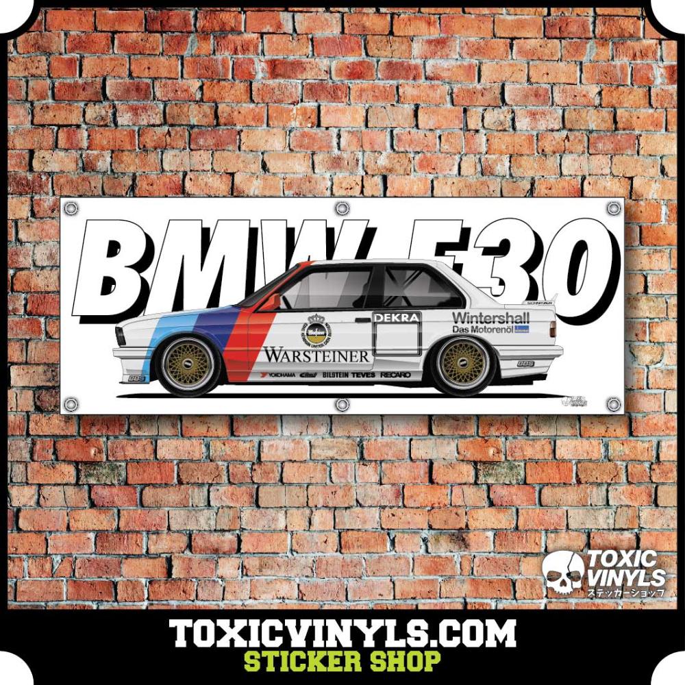 Workshop Banner BMW e30 Warsteiner dtm race car