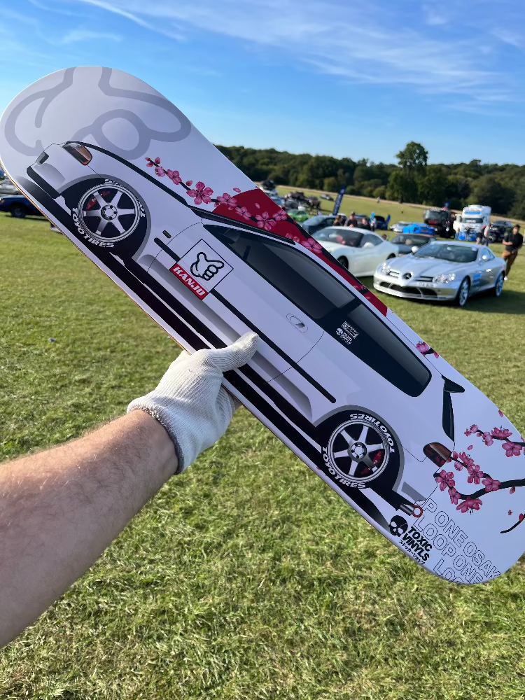 Honda CIvic EG6 with cherry blossom JDM skate deck wall art