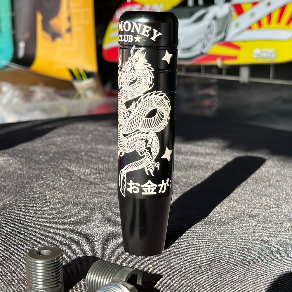 Engraved no money club  with dragon aluminium billet jdm gear knob shifter