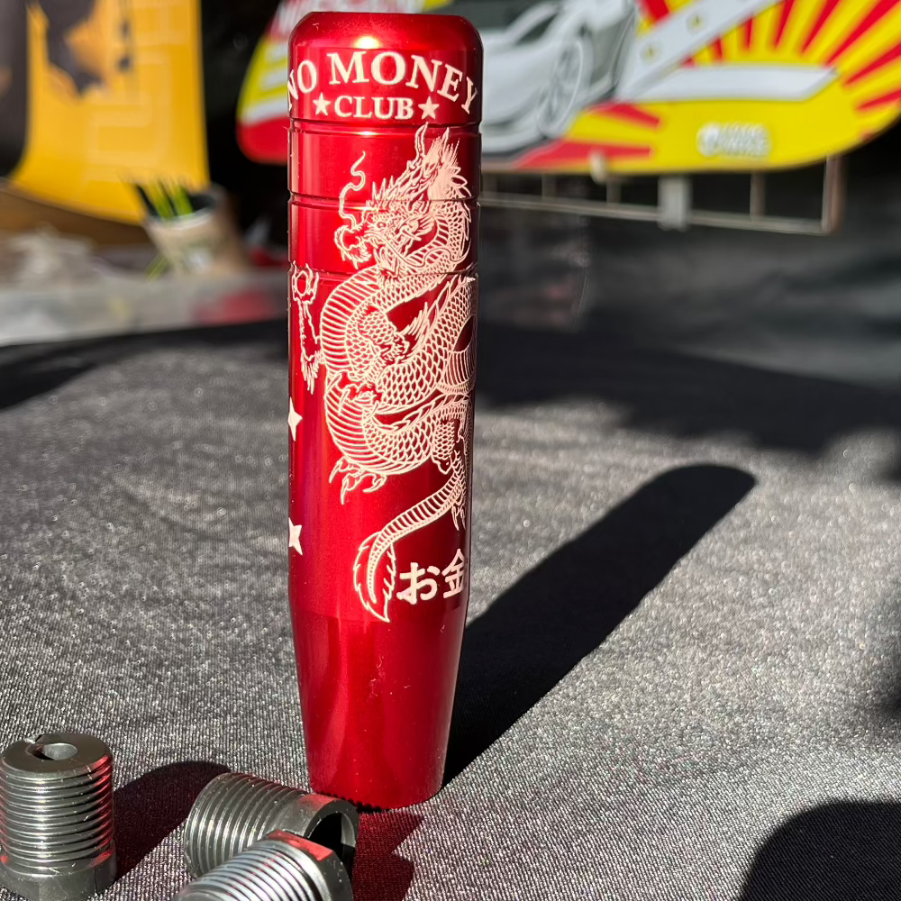 Engraved no money club  with dragon aluminium billet gear knob shifter