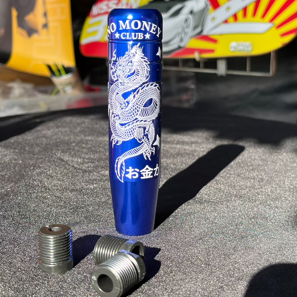 Engraved no money club  with dragon aluminium billet gear knob shifter