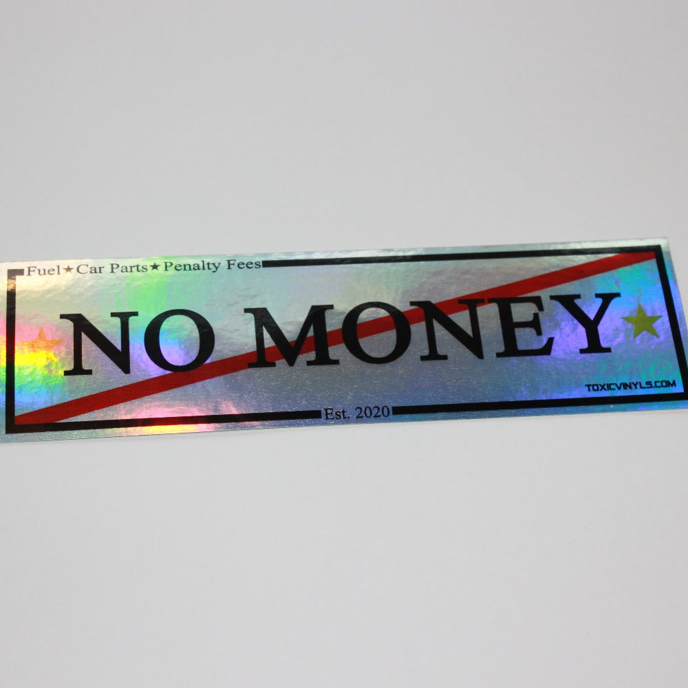 NO MONEY CLUB Chrome Oilslick Slap Sticker