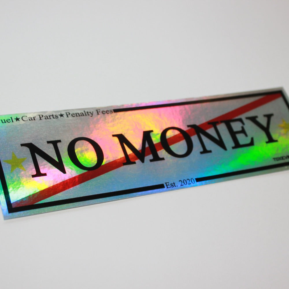 NO MONEY CLUB Chrome Oilslick Slap Sticker