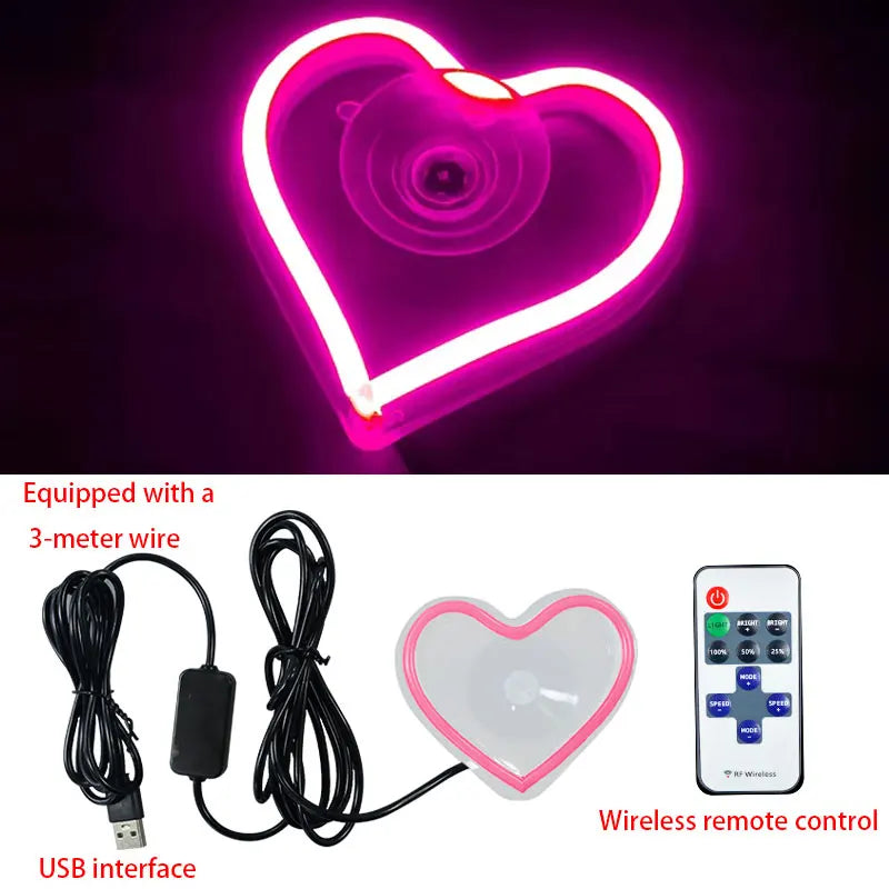 LED Heart Car Window Atmosphere Light