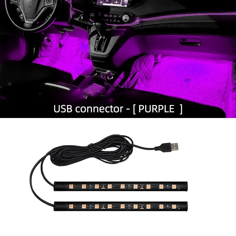 LED Car Interior Ambient Foot Strip Light Kit Backlight 5V USB