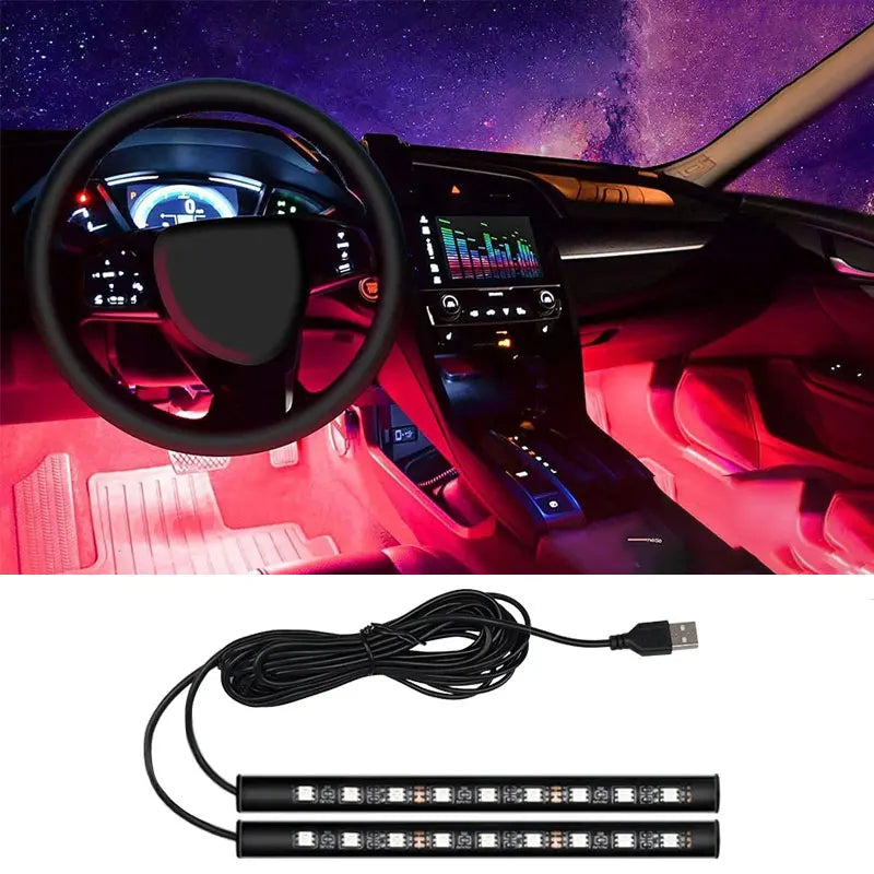 LED Car Interior Ambient Foot Strip Light Kit Backlight 5V USB