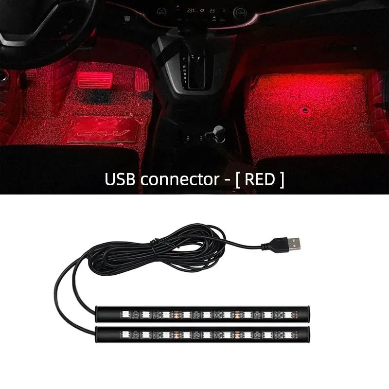 LED Car Interior Ambient Foot Strip Light Kit Backlight 5V USB