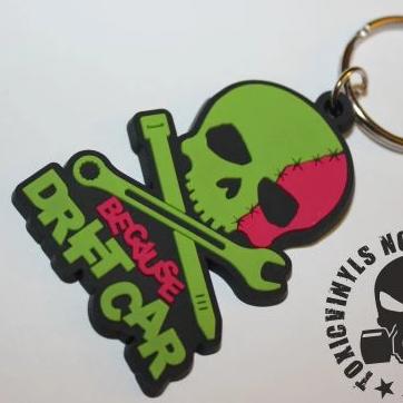 Because Drift Car Skull Keyring