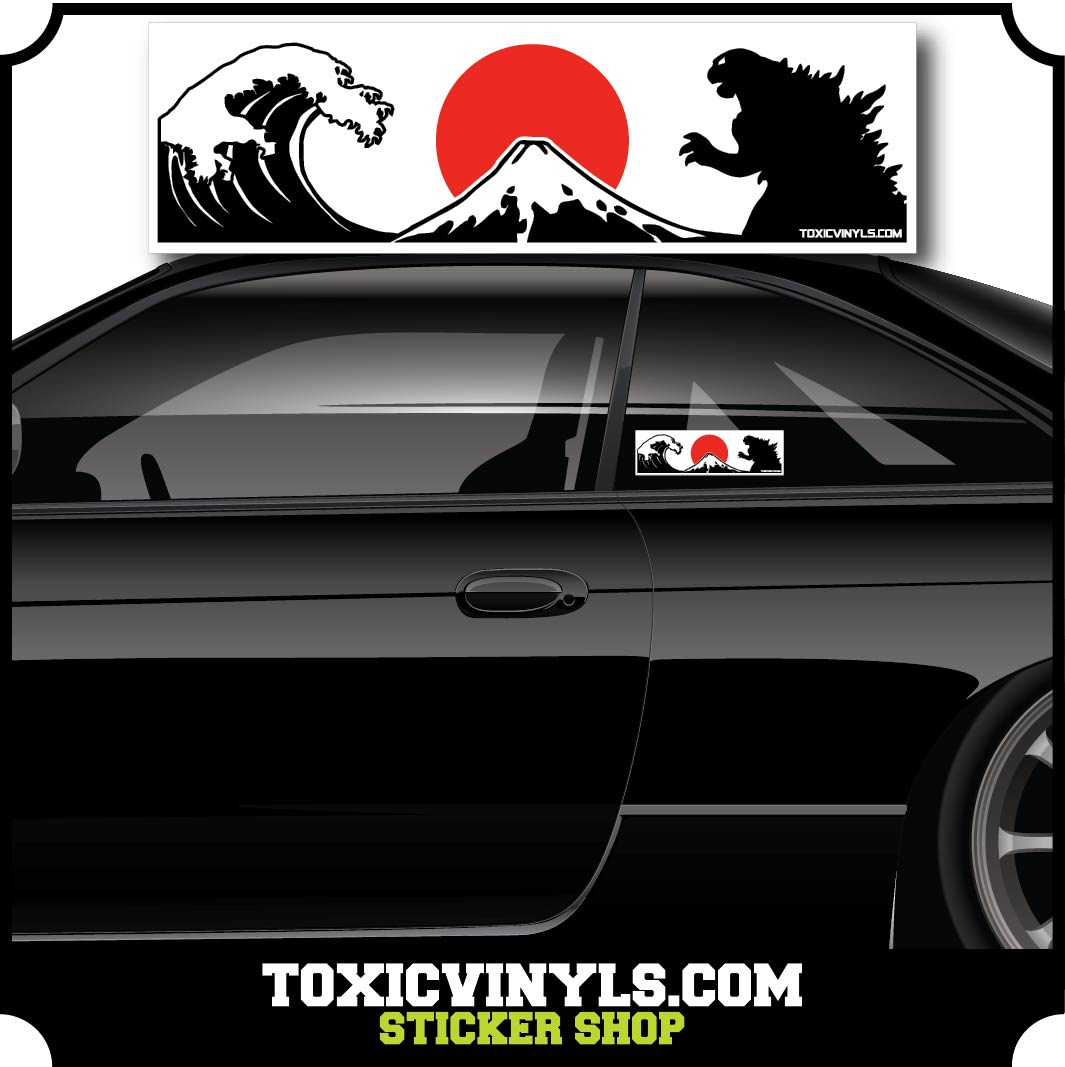 JDM Slap Sticker Godzilla vs Wave of Knagawa