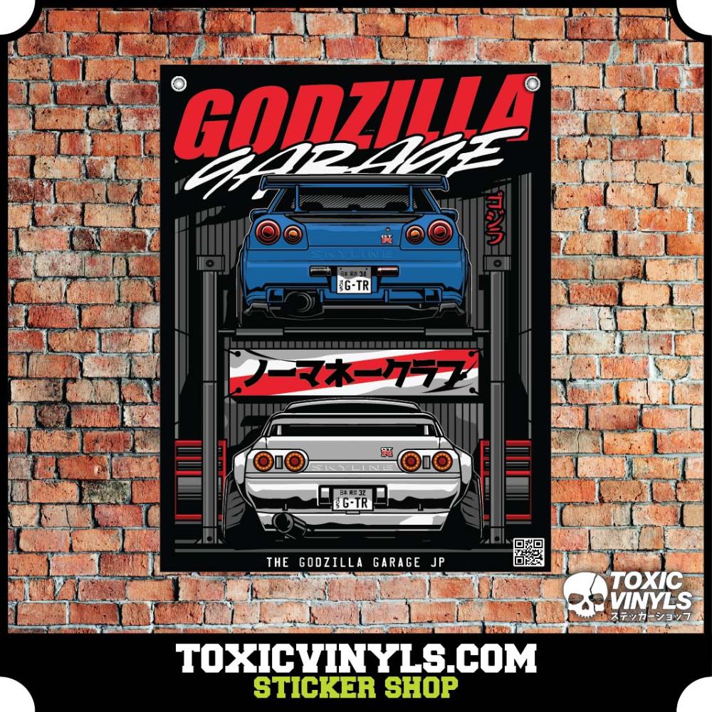 Workshop Banner Nissan GTR34 and GTR32 godzilla garade