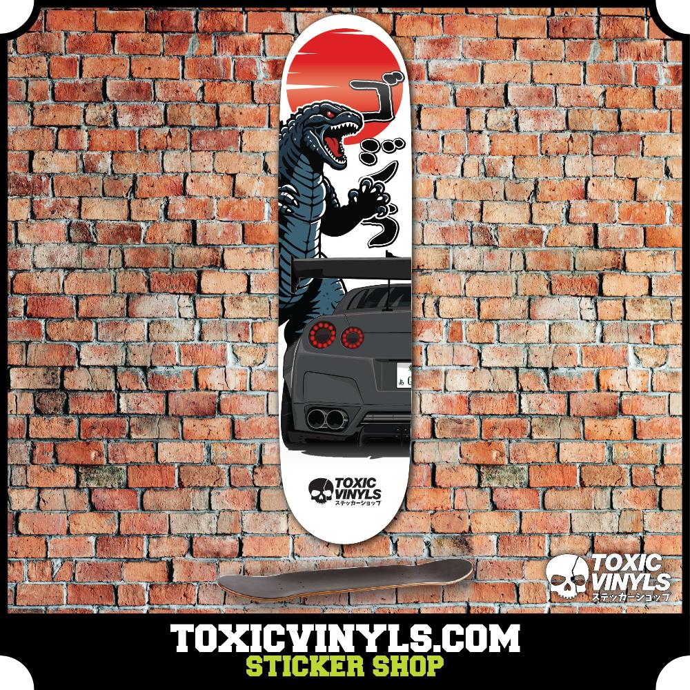 NIssan gtr35 with godzilla JDM car skate deck