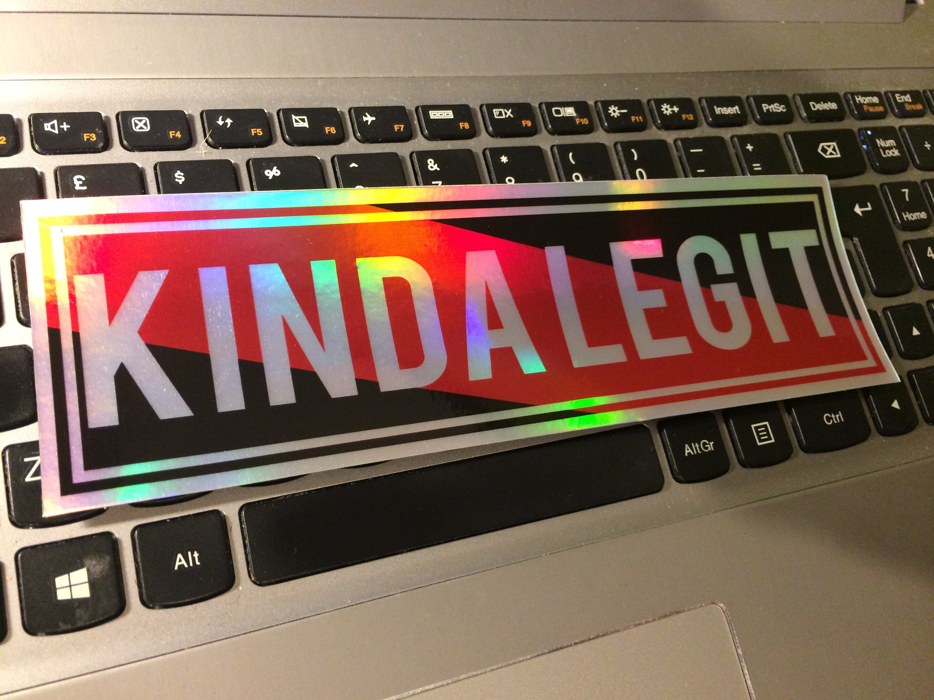 KINDA LEGIT Oilslick chrome Slap Sticker