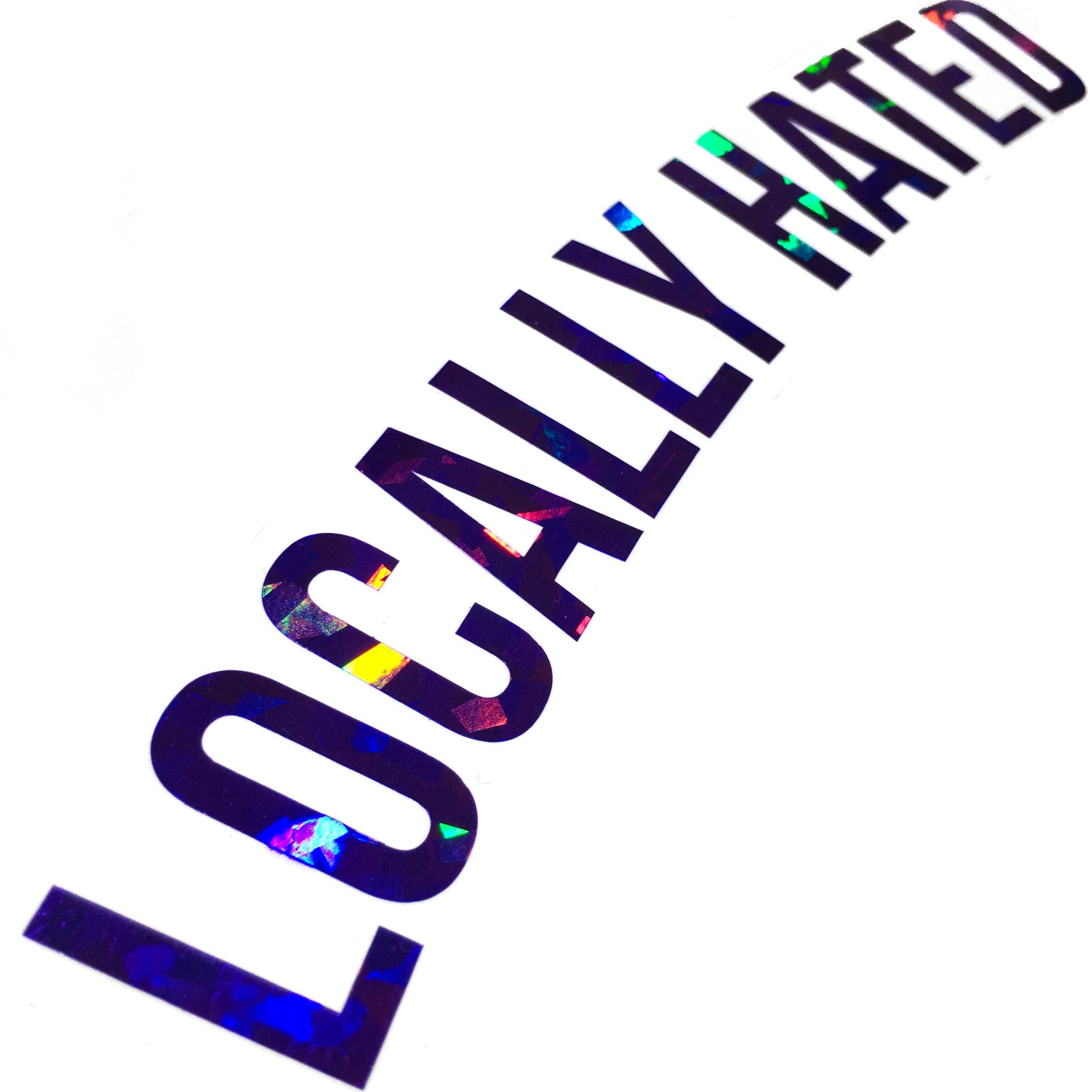 Locally hated arch car sticker, flake purple colour, by toxicvinyls.com