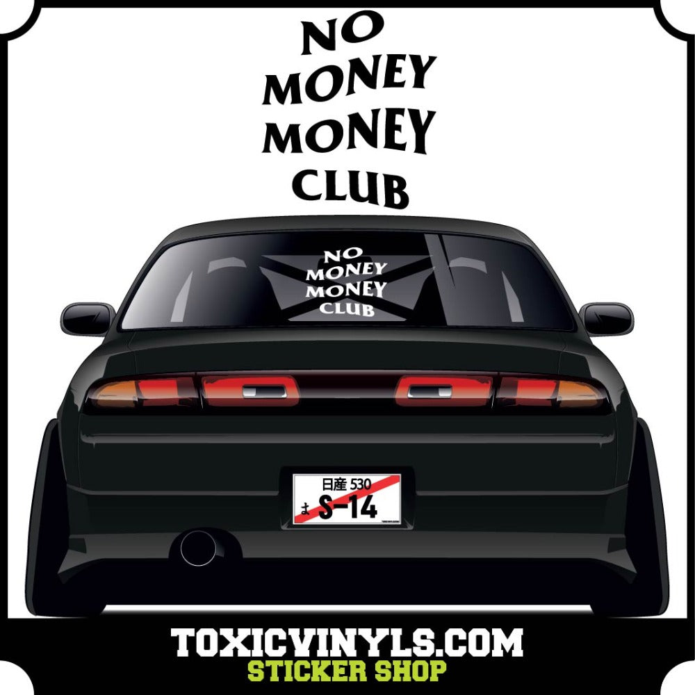 No money money club large rear window graphic