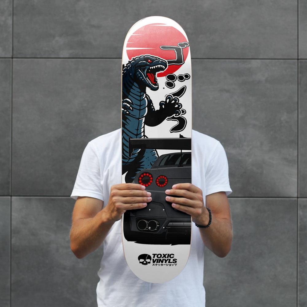 NIssan gtr35 with godzilla JDM car skate deck