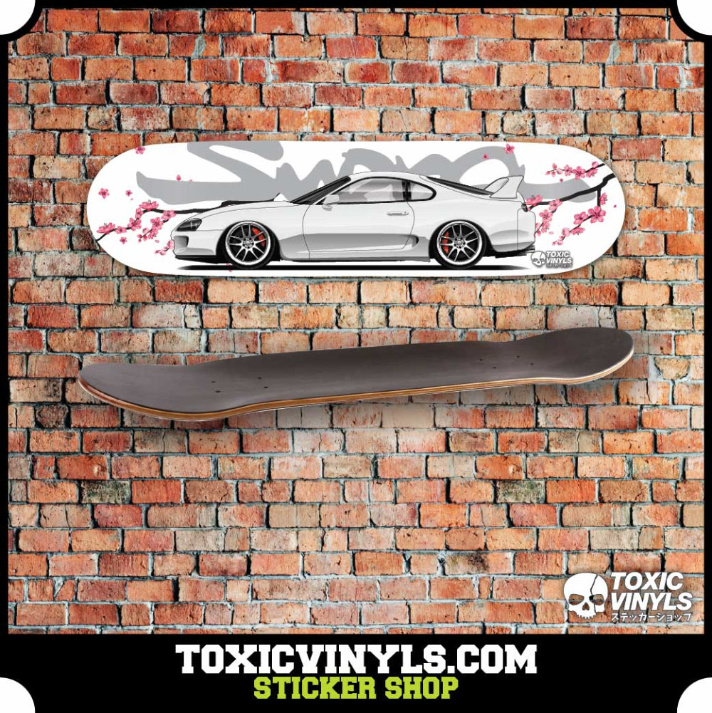 Toyota Supra MK4 JDM Skate deck, Wall art with sakura branches